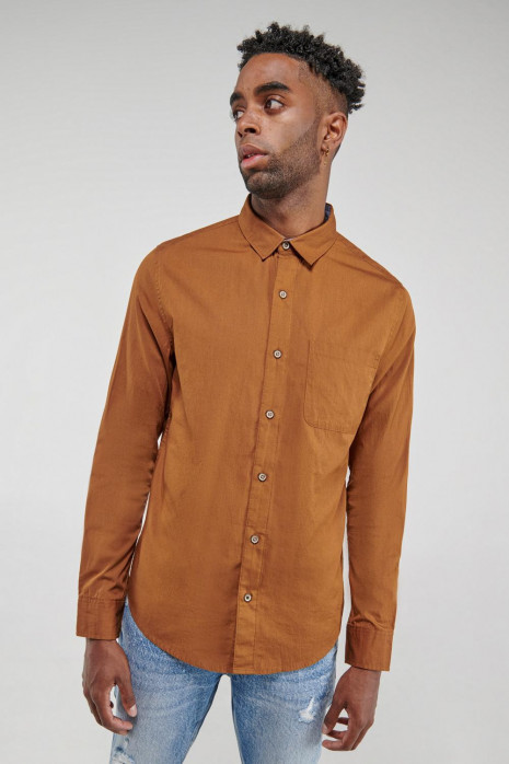 Camisa unicolor, manga larga