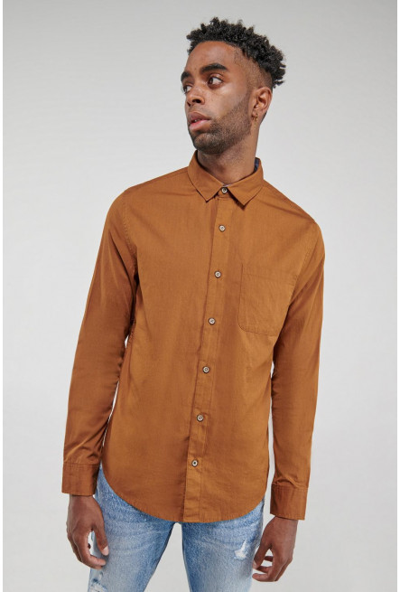Camisa unicolor, manga larga
