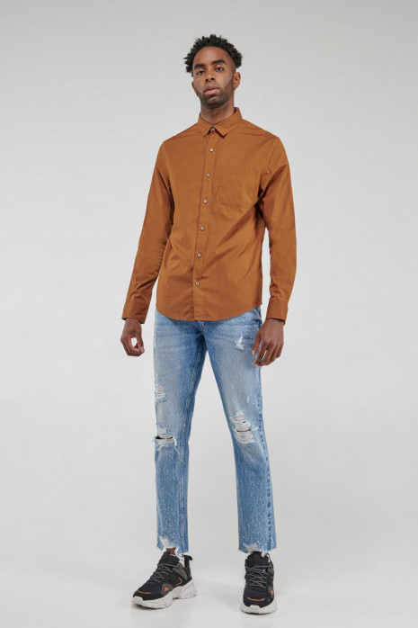 Camisa unicolor, manga larga