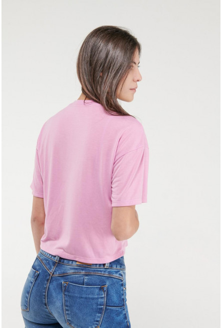 Camiseta, manga corta, cuello redondo, unicolor.
