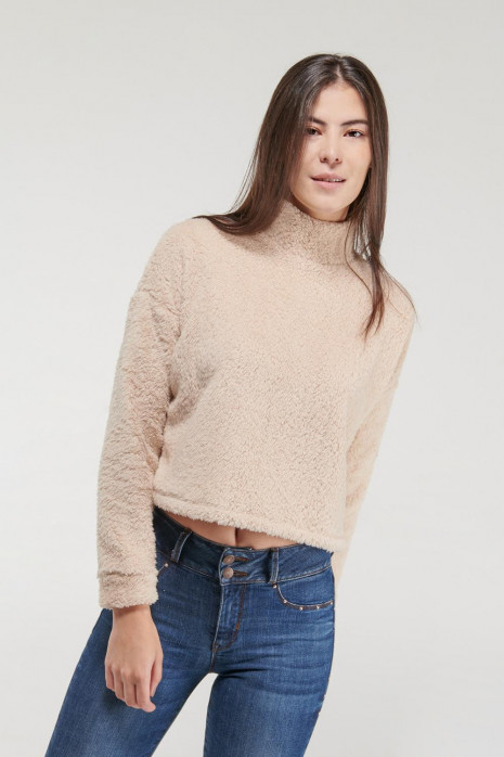 Buzo cuello alto, afelpado