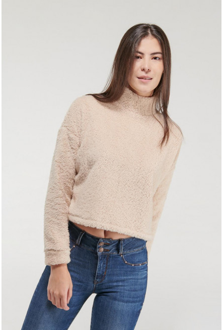 Buzo cuello alto, afelpado