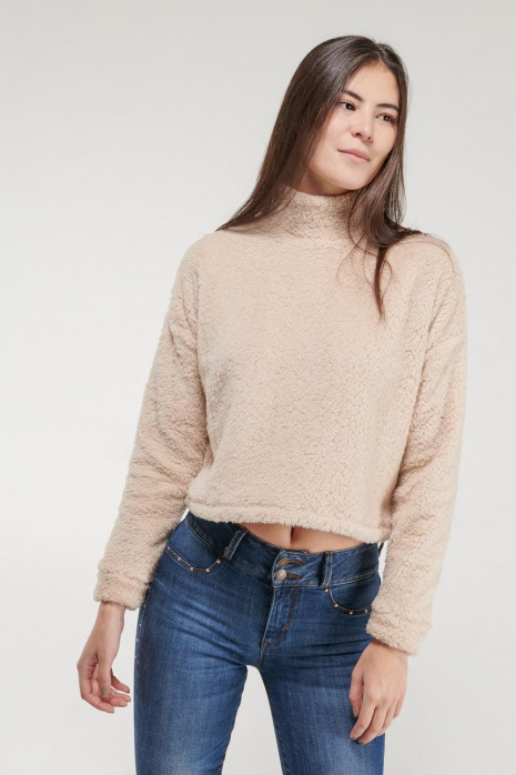 Buzo cuello alto, afelpado