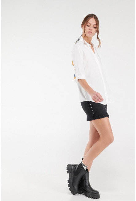 Blusa unicolor manga larga