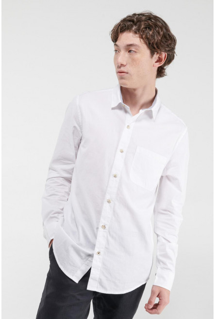 Camisa unicolor, manga larga