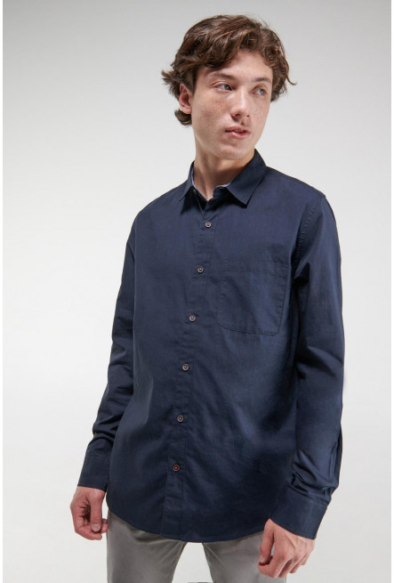 Camisa unicolor, manga larga