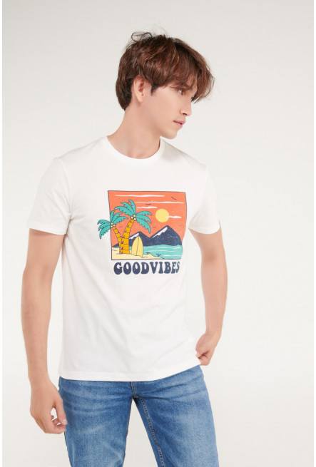 Camiseta manga corta estampado frente