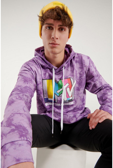 Buzo capota Tie dye, estampado de MTV.