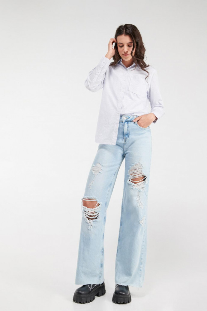 Blusa unicolor manga larga