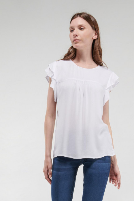 Blusa unicolor manga corta