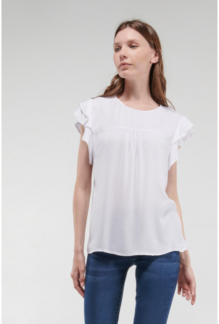 Blusa unicolor manga corta