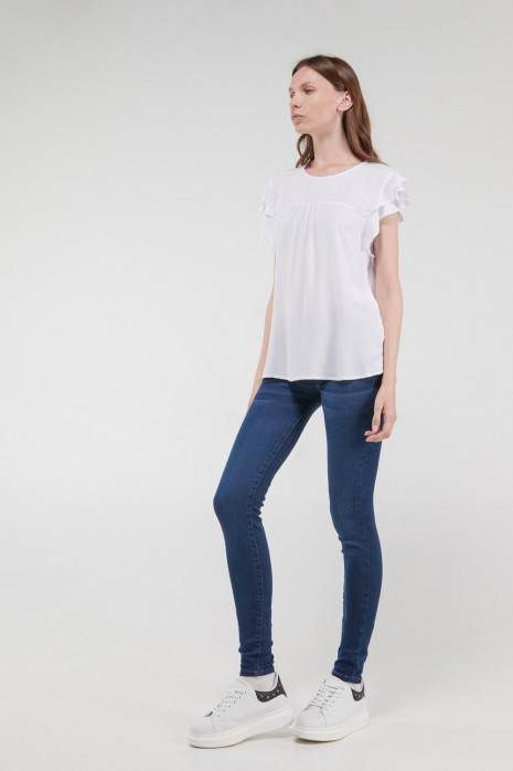 Blusa unicolor manga corta