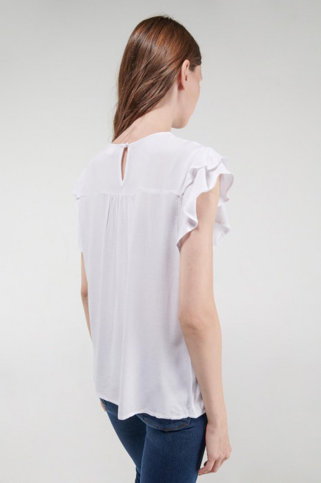 Blusa unicolor manga corta
