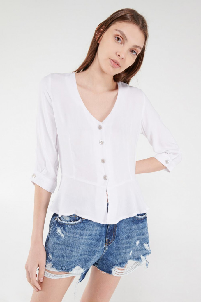 Blusa en tela fluida con bolero