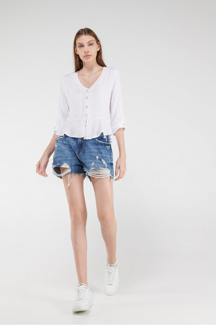 Blusa en tela fluida con bolero