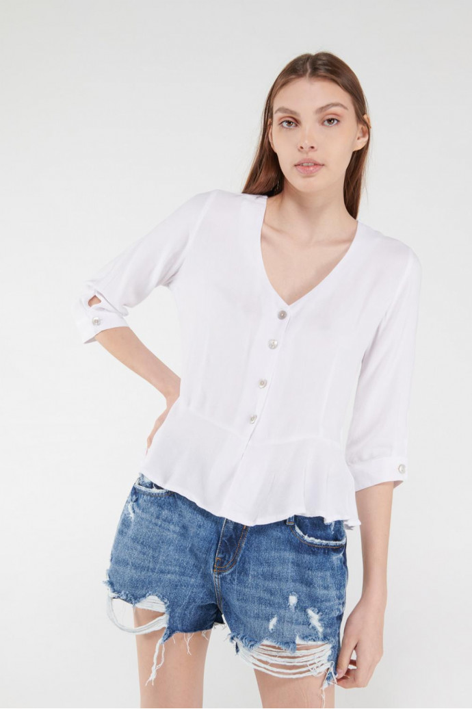 Blusa en tela fluida con bolero