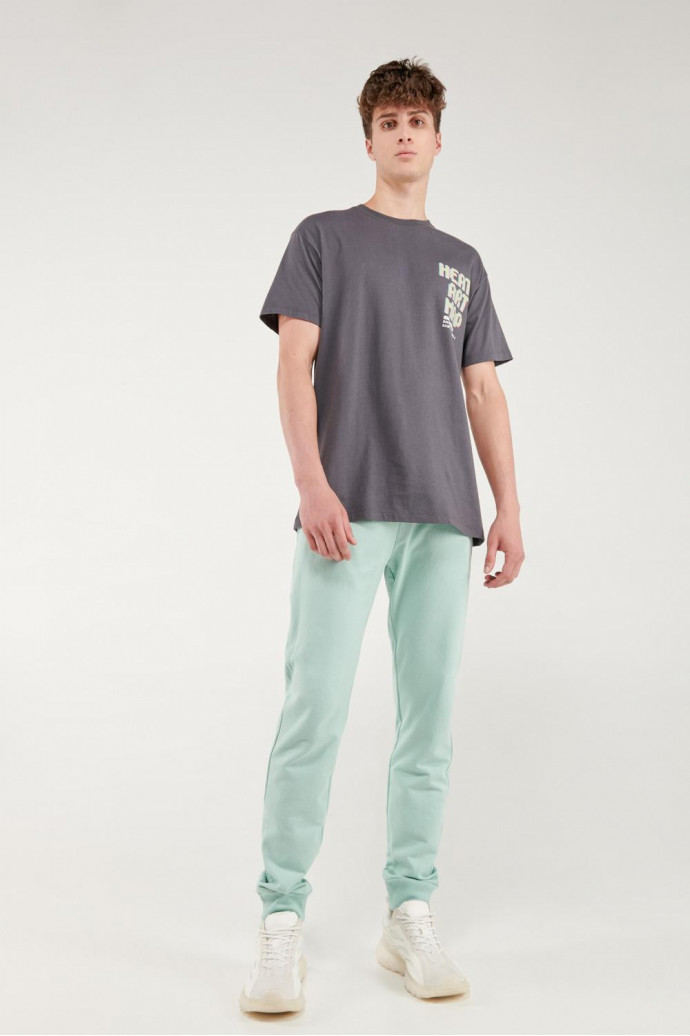 Pantalón jogger crema con pretina y puños en rib