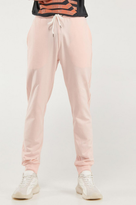 Pantalón jogger crema con pretina y puños en rib