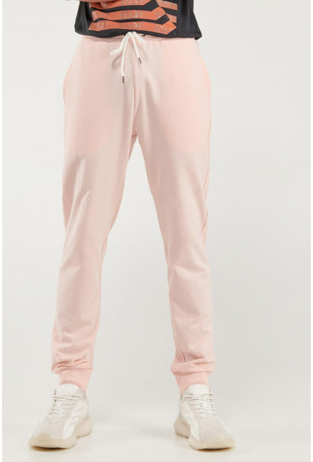 Pantalón jogger crema con pretina y puños en rib