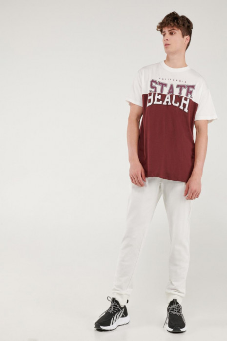 Pantalon jogger con pretina y puños en rib, estampado localizado
