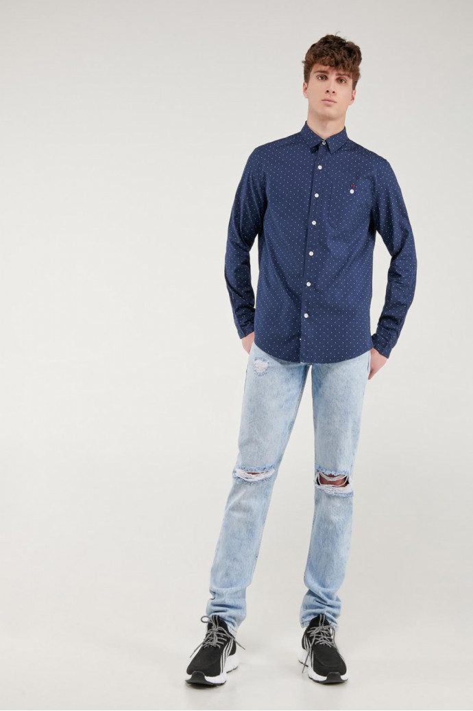Camisa estampada, manga larga