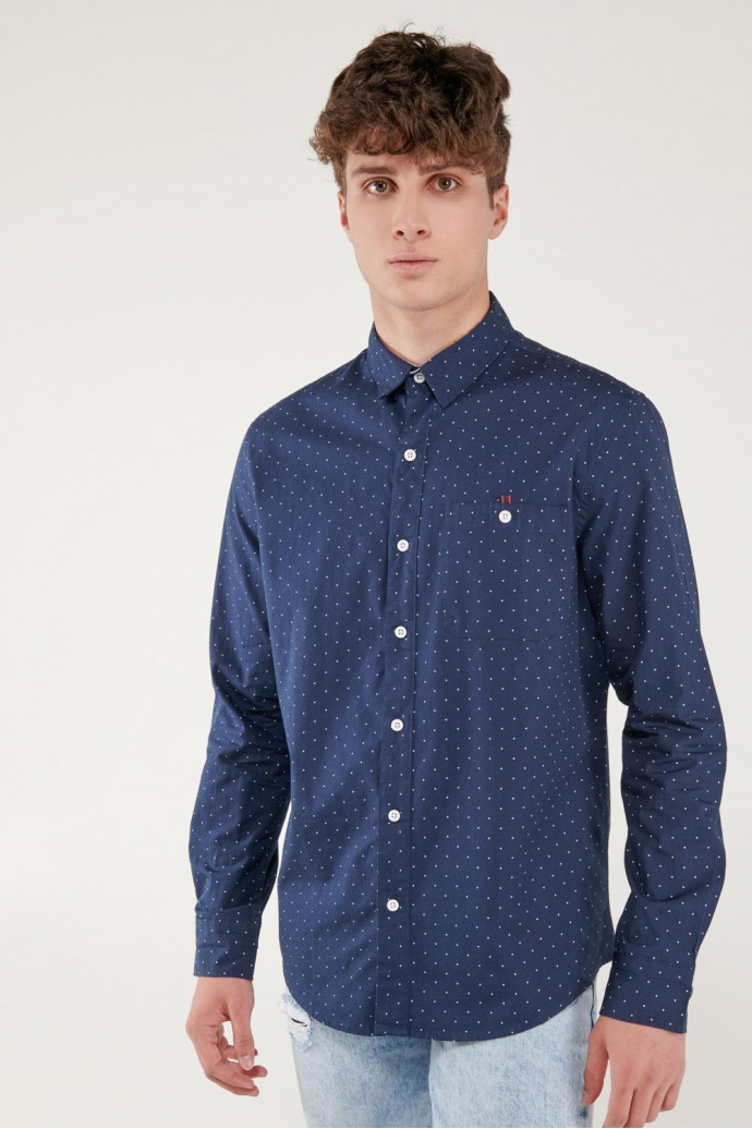 Camisa estampada, manga larga