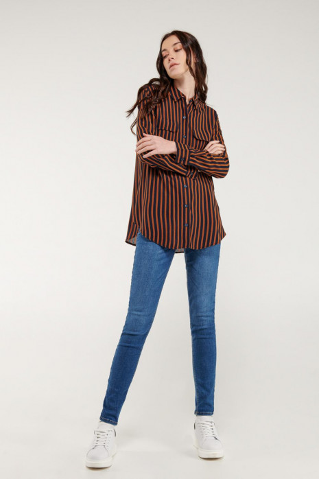 Blusa a rayas, doble bolsillo