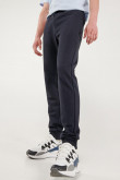 Pantalón jogger azul, con pretina y puños en rib