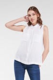Blusa unicolor sin manga