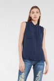 Blusa unicolor sin manga