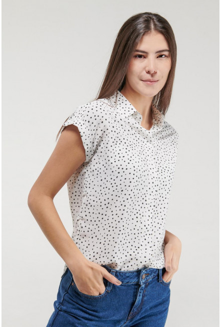 Blusa unicolor manga corta