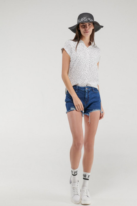 Blusa unicolor manga corta