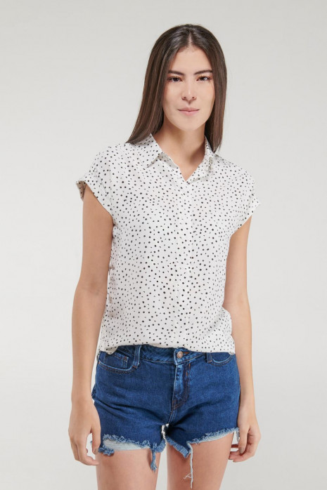 Blusa unicolor manga corta