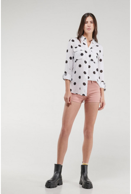 Blusa estampada, doble bolsillo