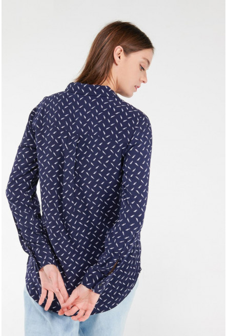 Blusa estampada, doble bolsillo