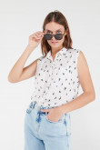 Blusa estampada sin manga