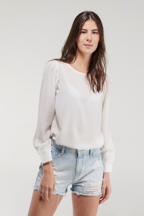 Blusa unicolor manga larga