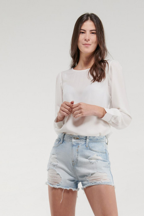 Blusa unicolor manga larga