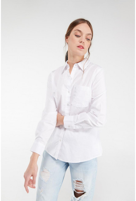 Blusa unicolor manga larga