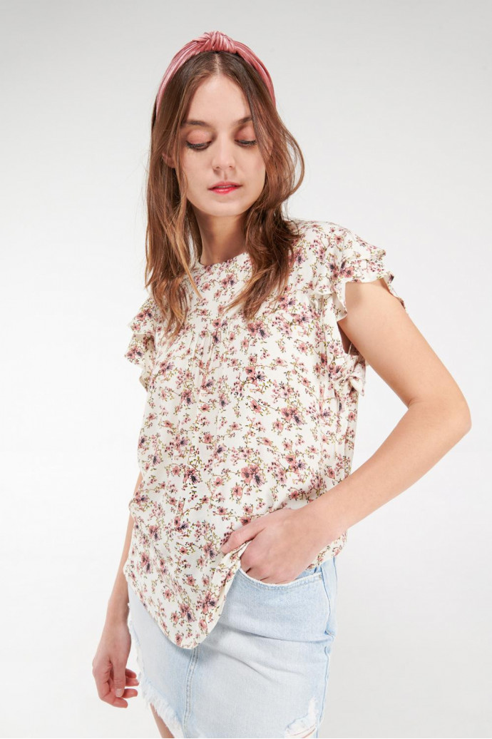 Blusa estampada manga corta