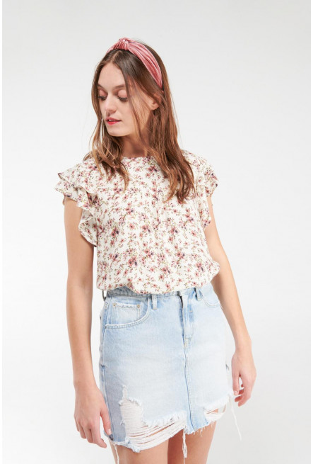 Blusa estampada manga corta