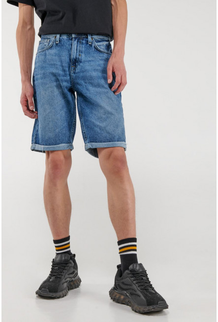 Bermuda de jean Slim azul oscura y tiro bajo