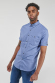 Camisa manga corta, azul oscuro, silueta ajustada
