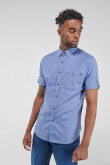 Camisa manga corta, azul oscuro, silueta ajustada