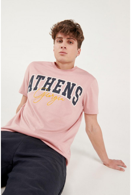 Camiseta básica manga corta estampada.
