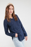Blusa unicolor, doble bolsillo