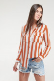 blusa a rayas, doble bolsillo