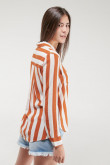 blusa a rayas, doble bolsillo