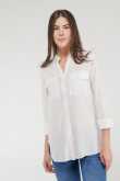 Blusa unicolor, doble bolsillo