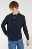 Suéter  cuello alto con botones unicolor